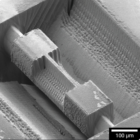 用激光切割法制备的IC样品的0.5mm薄片块，用CO2雪花喷射器清洗。